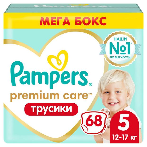 Трусики Pampers Premium Care размер 5 (12-17 кг), 68 шт