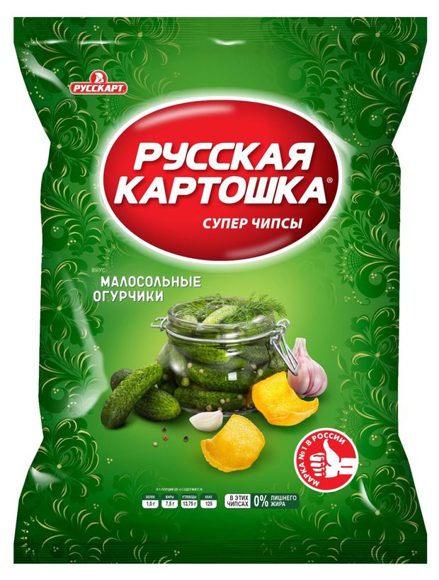 Чипсы картофельные Русская картошка со вкусом малосольных огурцов 105 г 179₽