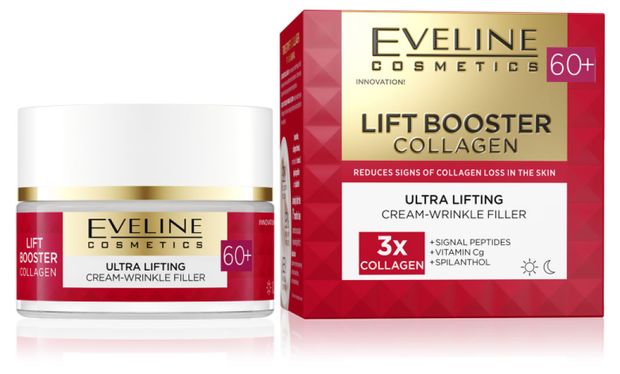 фото Крем-корректор для лица еveline lift booster collagen с эффектом лифтинга 60+ день/ночь, 50 мл