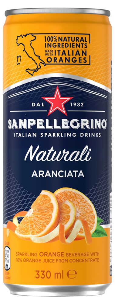 Напиток газированный Sanpellegrino Aranciata с соком апельсина, 0,33 л