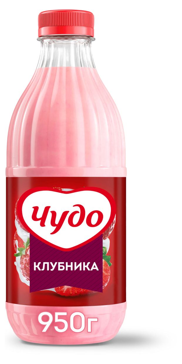 Коктейль молочный Чудо клубника 2%, 950 г