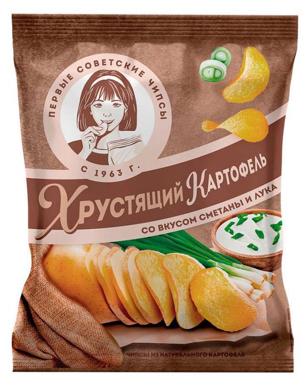 Чипсы Хрустящий картофель со вкусом сметаны и лука 40 г 41₽