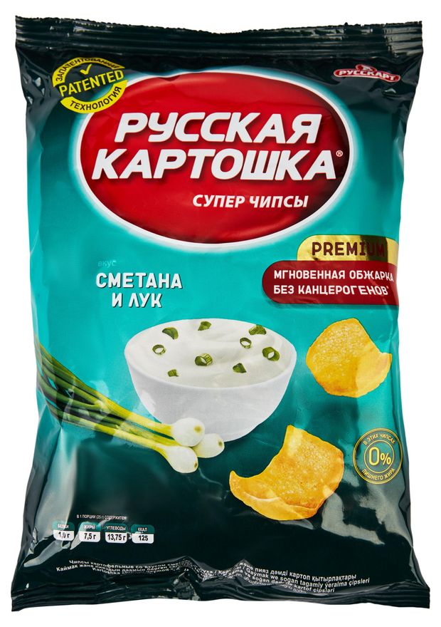 Чипсы Русская Картошка со вкусом сметаны и лука 80 г 96₽