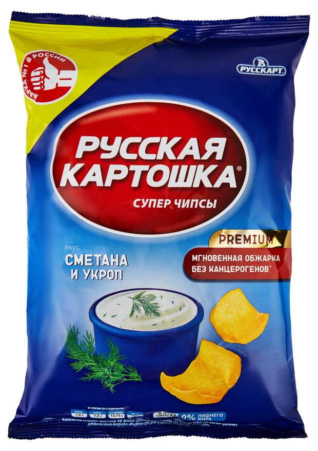 Чипсы Русская Картошка со вкусом сметаны и укропа 80 г 96₽