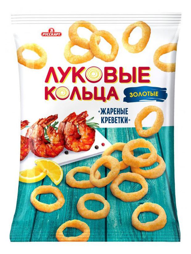 Луковые кольца Русскарт Золотые со вкусом жареных креветок, 90 г