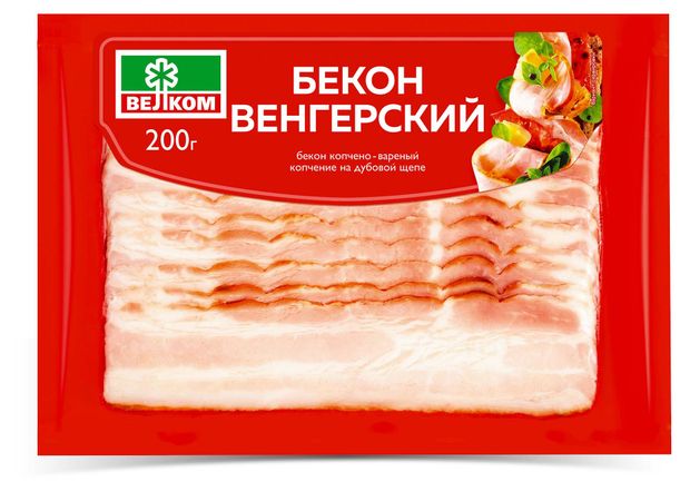 Бекон варено-копченый ВЕЛКОМ Венгерский нарезка 200 г 239₽