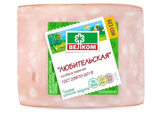 Колбаса вареная Велком Любительская кусок, 500 г