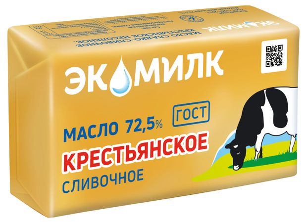 Масло сливочное Экомилк Крестьянское 72,5%, 330 г