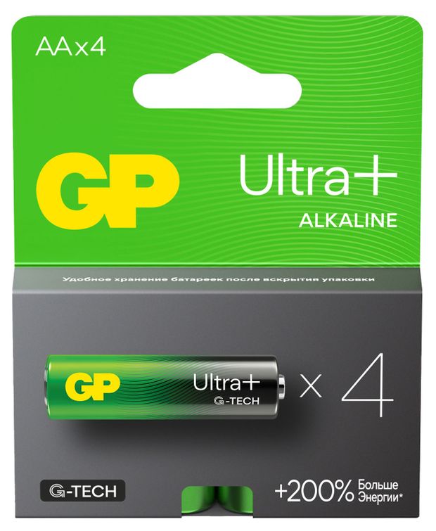 Батарейка GP Ultra Plus алкалиновая LR6 АА, 4 шт