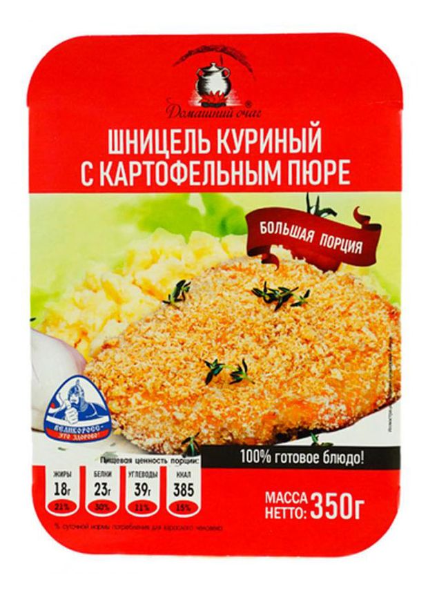 Шницель куриный Домашний очаг с картофельным пюре, 350 г