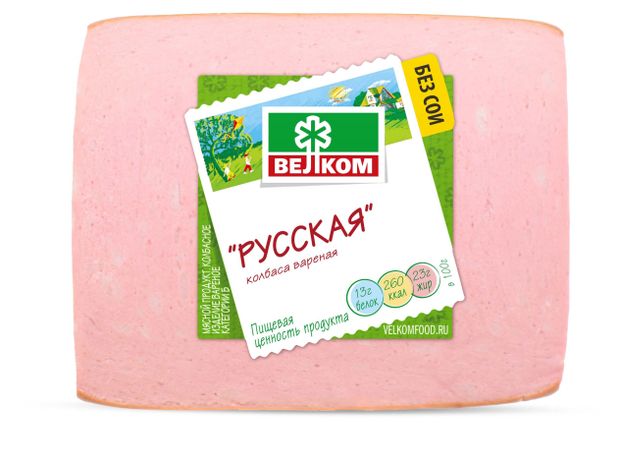 Колбаса вареная Велком Русская кусок, 500 г