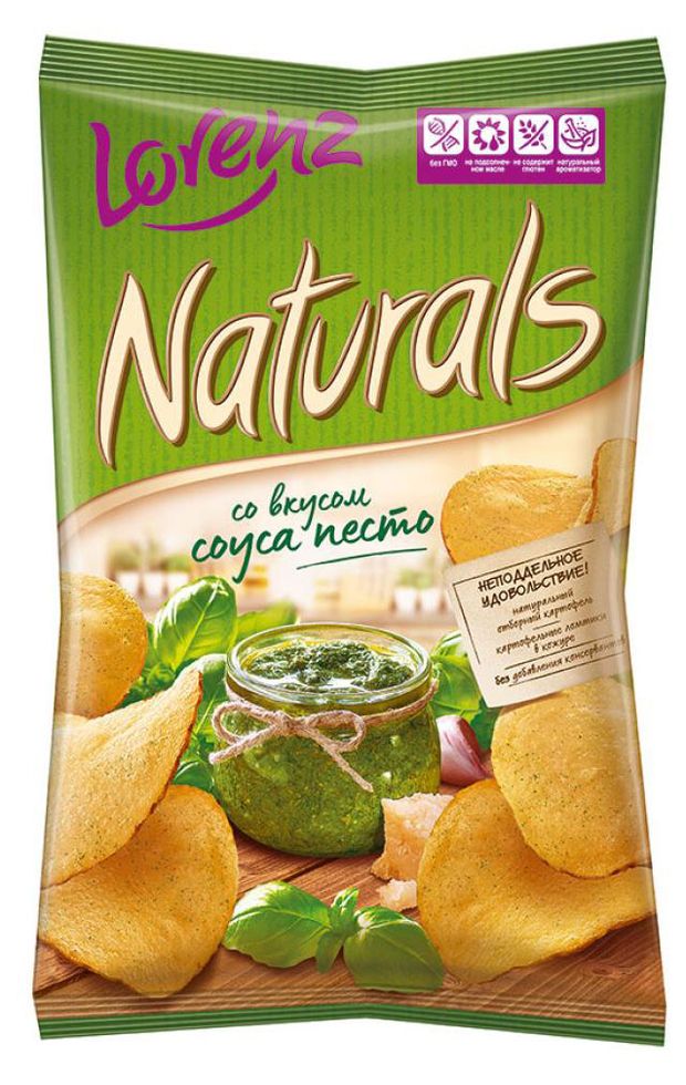 Чипсы картофельные Naturals cо вкусом соуса песто, 100 г