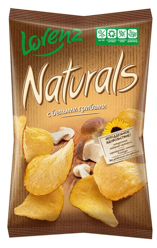 Чипсы картофельные Naturals с белыми грибами, 100 г