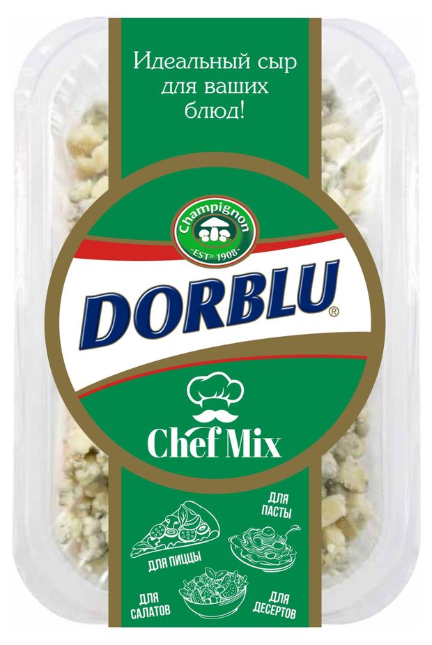 Сыр мягкий с голубой плесенью Дор Блю Dorblu Chef Mix тертый для кулинарии 56% БЗМЖ, 100 г