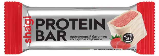 Батончик протеиновый Protein Rex Shagi со вкусом клубники, 40 г