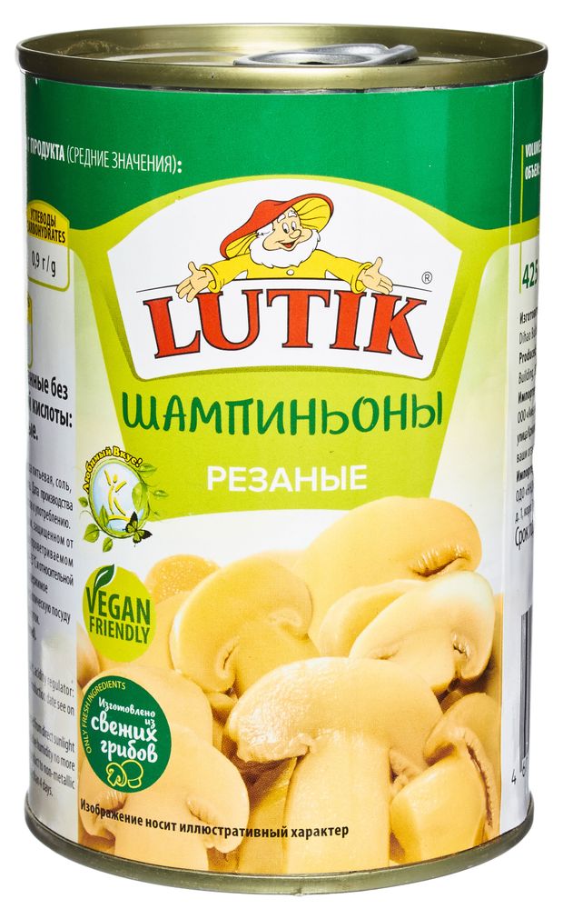 Шампиньоны LUTIK резаные маринованные 425 мл 139₽