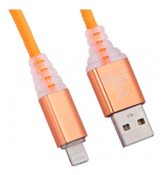 фото Usb кабель liberty project для apple 8 pin змея led tpe оранжевый