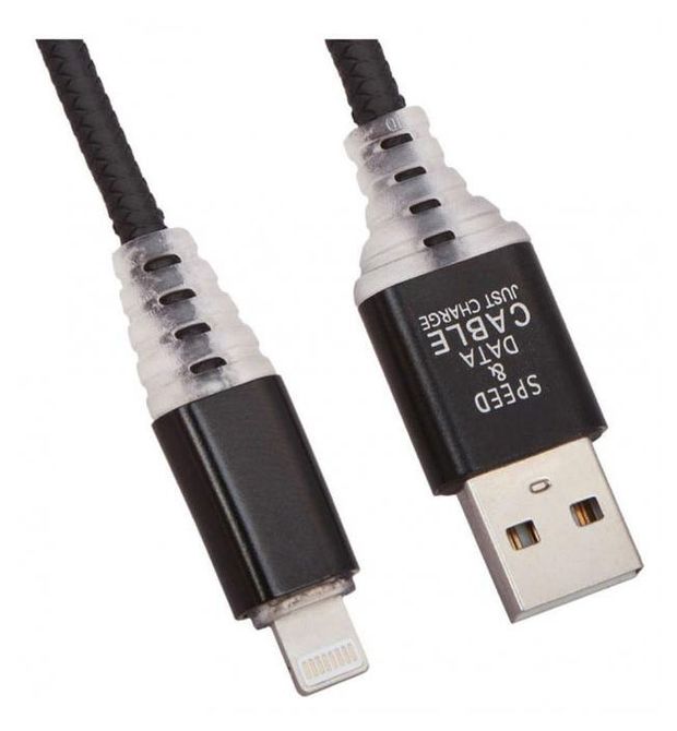 фото Usb кабель liberty project для apple 8 pin змея led tpe черный