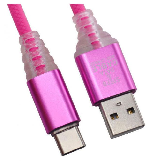 фото Usb кабель liberty project type-c змея led tpe розовый