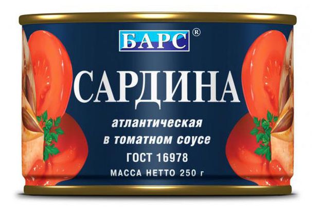 Сардина БАРС атлантическая в томатном соусе, 250 г