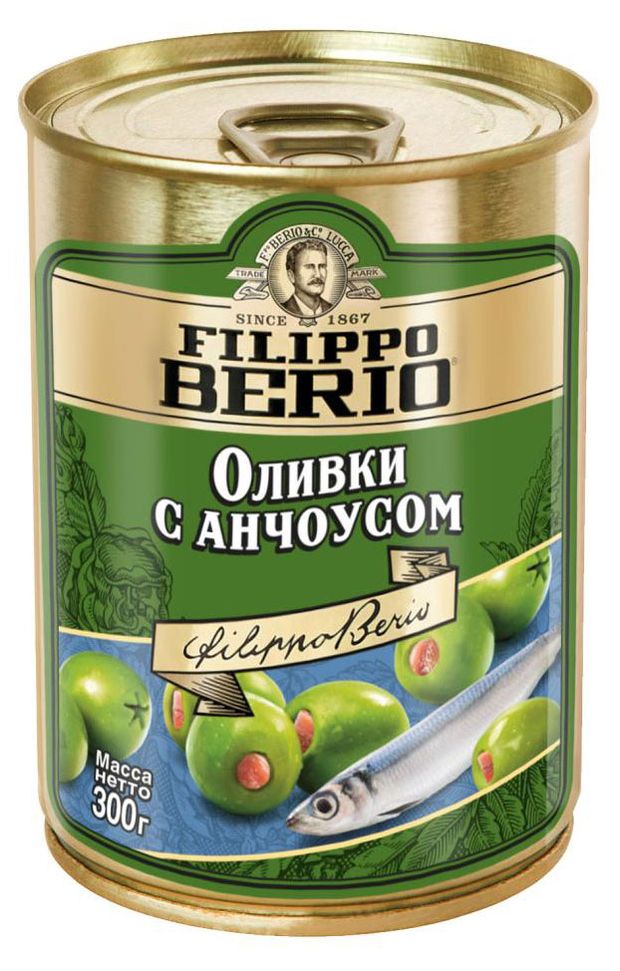 Оливки Filippo Berio с анчоусом 300 г 239₽