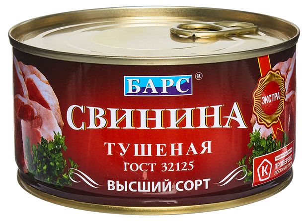 Свинина тушеная БАРС высший сорт, 325 г