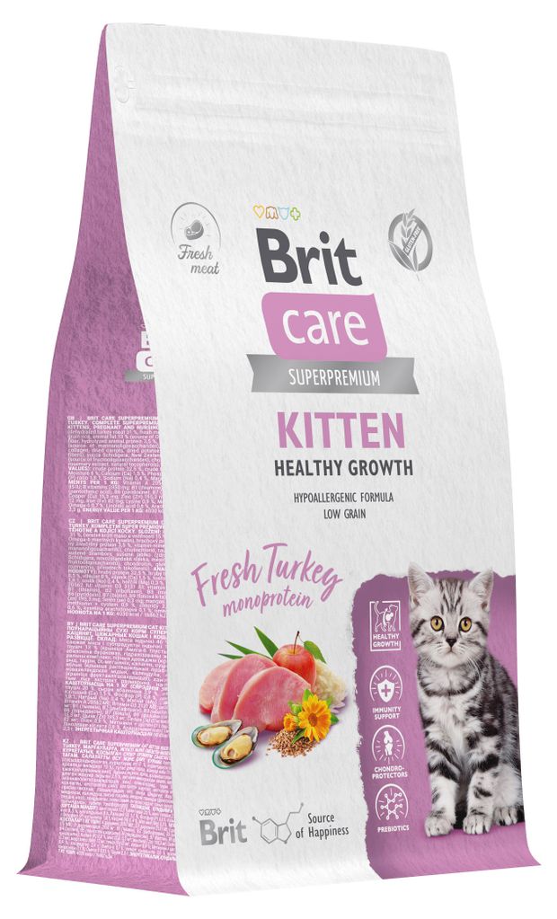 фото Корм сухой для котят brit care cat kitten healthy growth индейка, 1,5 кг