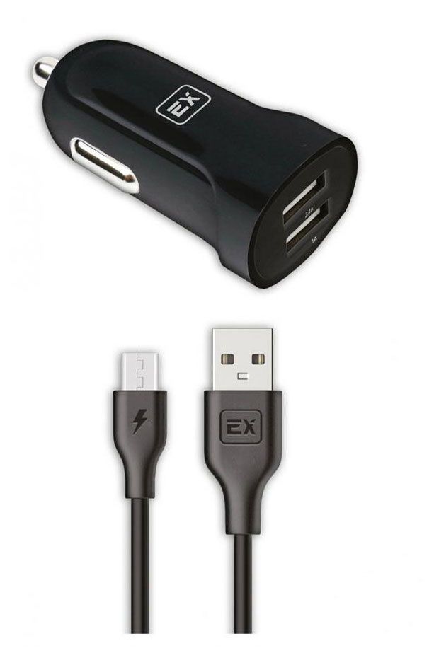 Автомобильное зарядное устройство Exployd Classic EX-Z-582 2xUSB+кабель MicroUSB черное