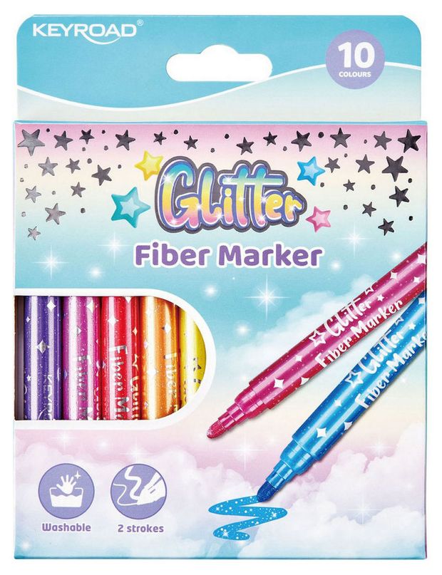 Канцтовары  Ашан Фломастеры KEYROAD Glitter, 10 шт