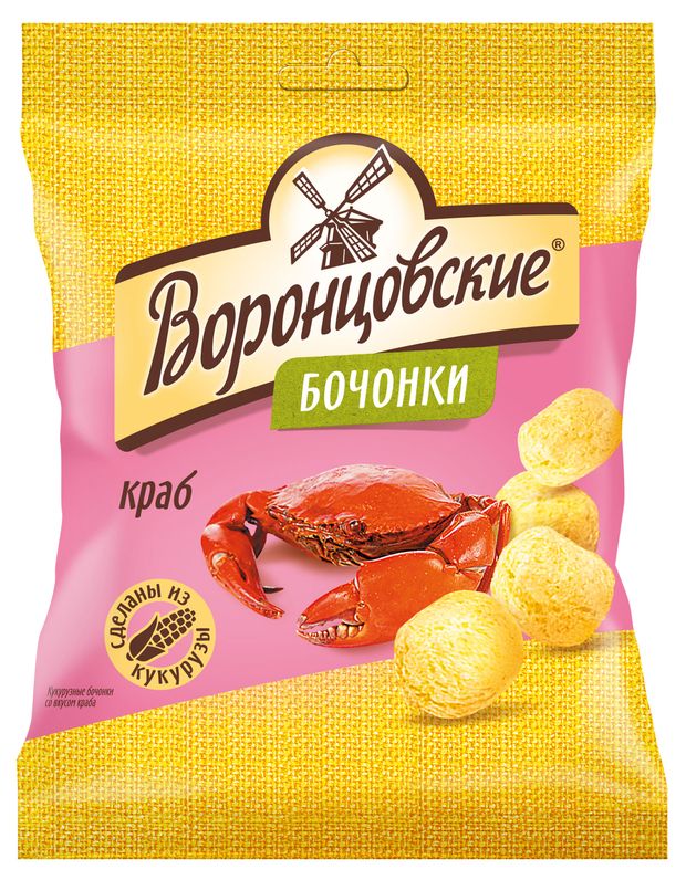 Кукурузные бочонки Воронцовские со вкусом краба, 90 г