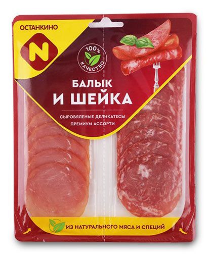 Мясное асссорти сыровяленое Останкино Шейка + Балык нарезка, 90 г