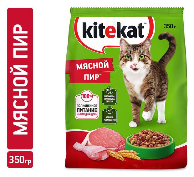 фото Сухой корм для кошек kitekat мясной пир, 350 г