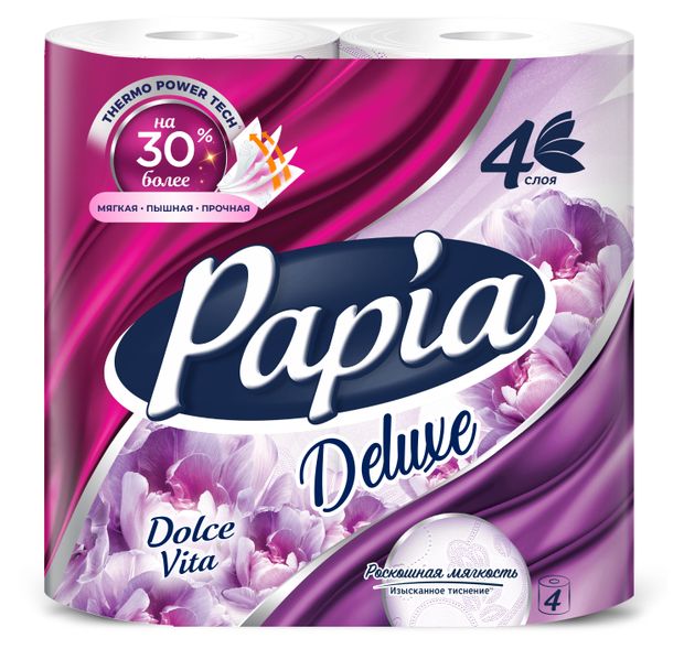 Туалетная бумага Papia Dolce Vita 4 слоя, 4 рулона