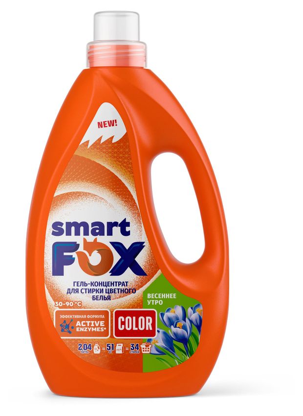 Гель-концентрат для стирки Smart Fox Color Весеннее утро для цветного белья, 2,04 л