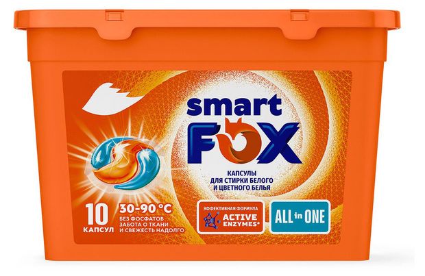 Капсулы для стирки Smart Fox All in One, 10 шт