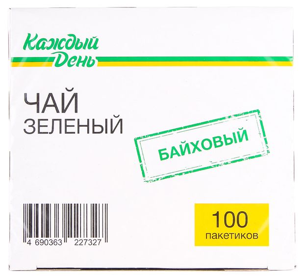 Чай зеленый Каждый день байховый в пакетиках 100 шт х 15 г 94₽