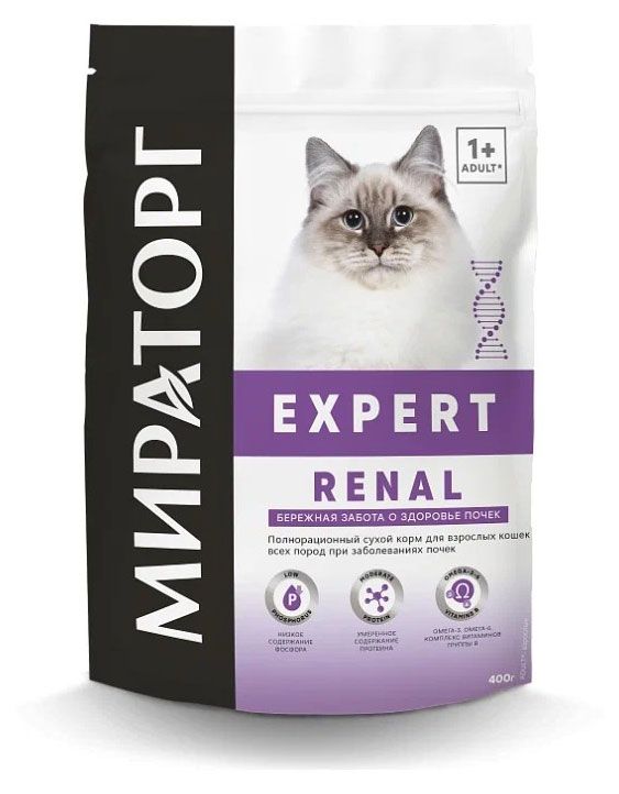 Сухой корм для кошек Мираторг Expert Renal при заболевании почек, 400 г