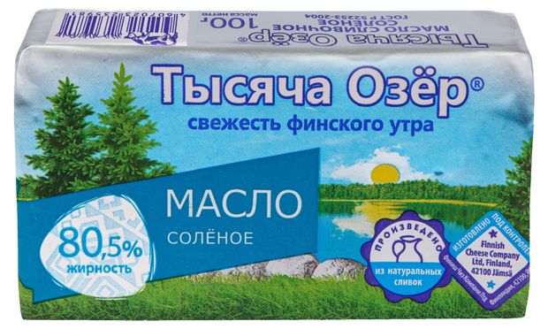 Масло сливочное Тысяча Озёр солёное 80,5%, 100 г