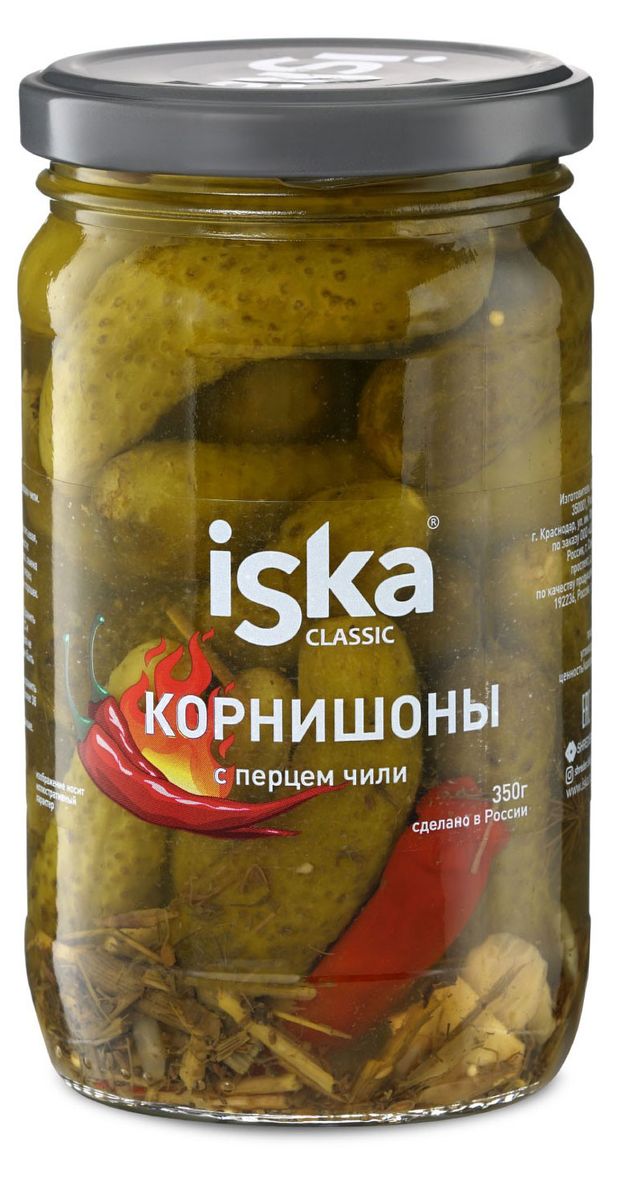 Огурцы маринованные iska корнишоны с перцем, 350 г