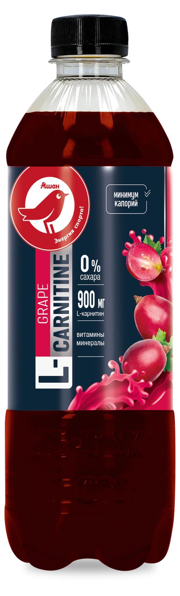 L-carnitine АШАН Красная птица со вкусом винограда, 500 мл