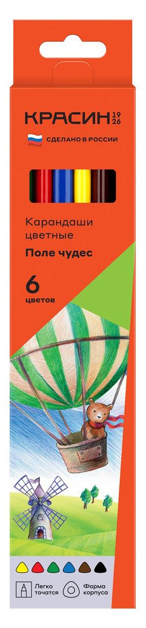 Карандаши цветные Красин Поле чудес 6 цветов 29₽