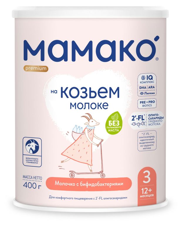 фото Смесь молочная мамако premium 3 на основе козьего молока с 12 мес., 400 г