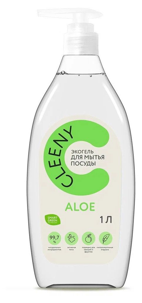 Гель для мытья посуды Cleeny с ароматом алоэ, 1 л