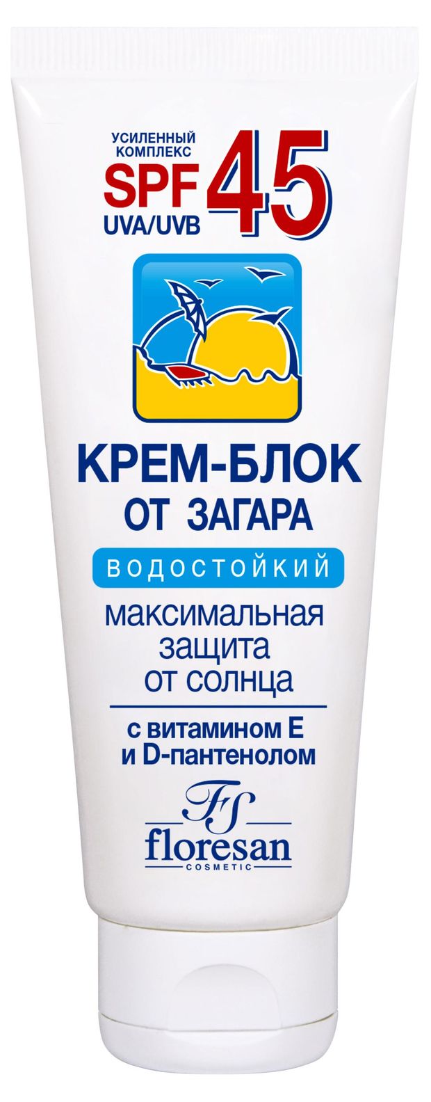 Крем-блок от загара для лица Floresan защита от солнца SPF 45, 60 мл