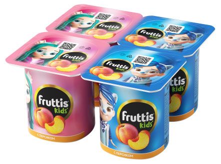 Йогурт Fruttis Kids персик 25 110 г 39₽