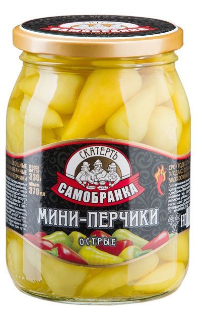 Мини-перчики маринованные Скатерть-Самобранка острые 370 мл 199₽