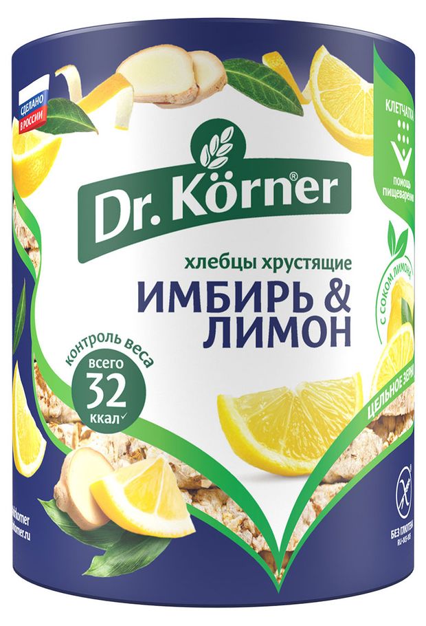 Хлебцы кукурузно-рисовые Dr Korner имбирь и лимон 90 г 104₽