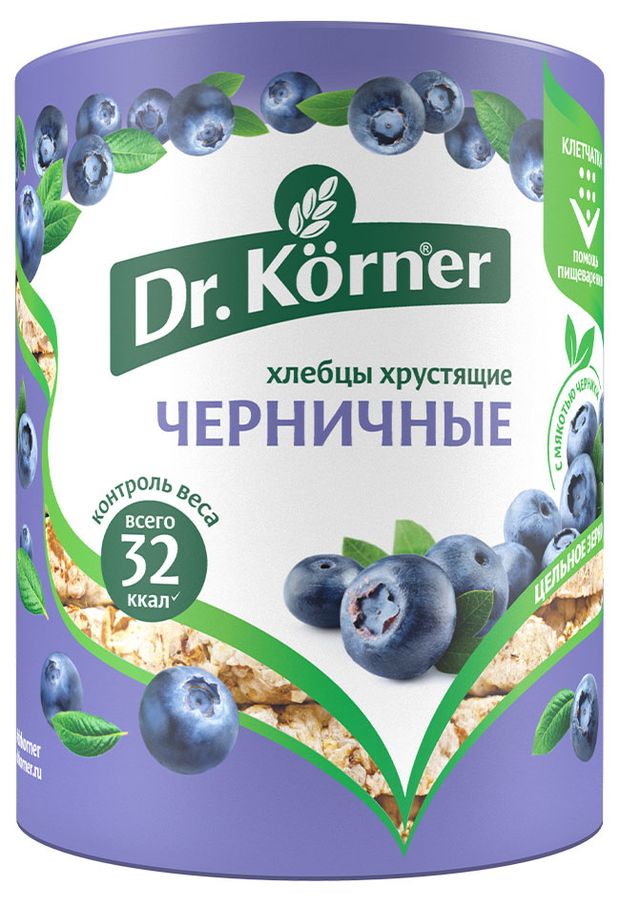 Хлебцы многозерновые Dr Korner злаковый коктейль черника 100 г 74₽