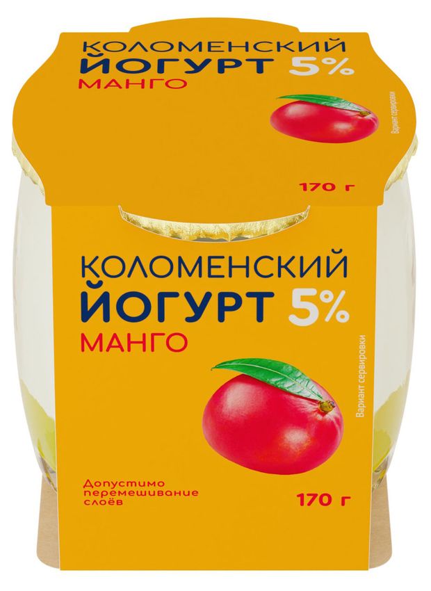 Йогурт Коломенский манго 5% БЗМЖ, 170 г