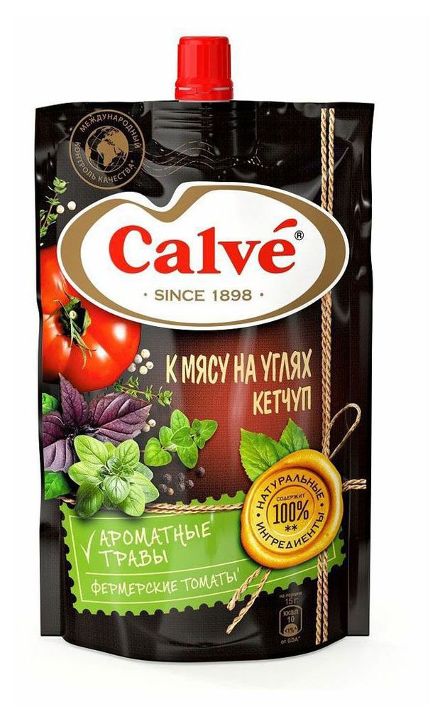 Кетчуп томатный Calve к мясу на углях 350 г 93₽